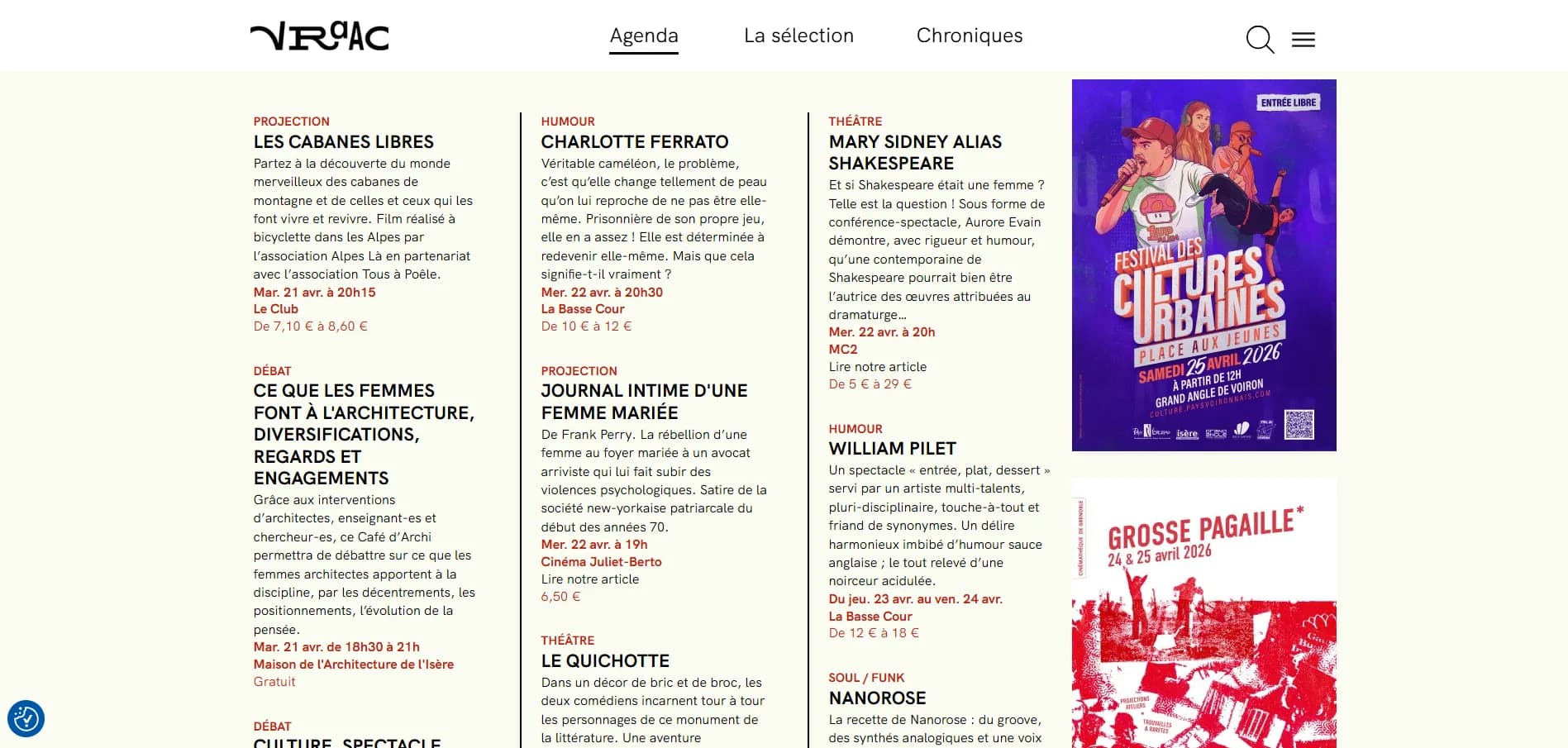 Vue desktop du site VRAAC